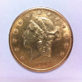 1904s liberty head $ 20 dollars double eagles gold coin