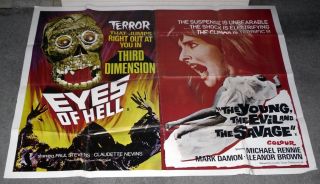 THE MASK/EYES OF HELL original rare 3D poster THE YOUNG, THE EVIL AND 