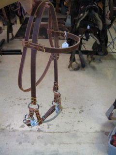Used horse tack Headstall side pull hand tied rope bosal nose training 