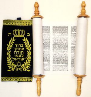 14 Sefer TORAH SCROLL + YAD Pointer Hebrew Jewish Holy Bible Chumash 