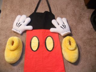Disney Halloween Costume Mickey Mouse Adult Apron Hands Feet Slippers 