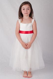 Girls Ivory Ballerina Dress with Colour Sash Options Olivia Age 2   15 
