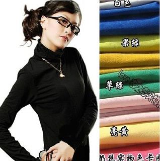 18 color Fashion women basic turtleneck tops new soft slim shirts t 