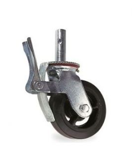 One Scaffold Caster with 8 x 2 Black Rubber Mold on Steel Wheel and 