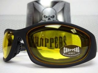 NIGHT DRIVING MOTORCYCLE RIDING CHOPPERS SUN GLASSES PADDED YELLOW 