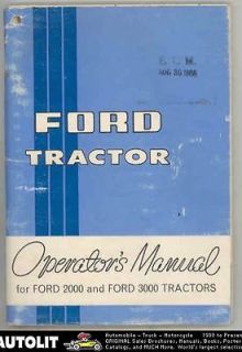 1965 1966 Ford Model 2000 & 3000 Tractor ORIGINAL Owners Manual