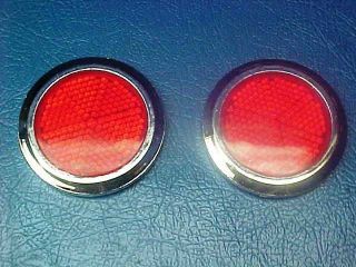 2PC RED 2 ROUND STICK ON REFLECTOR ATV TRUCK TRAILER M/C TAG BICYCLE 