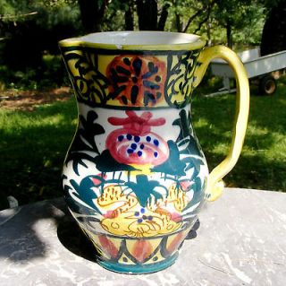 one colorful italian majolica pitcher 8 1 2 h time