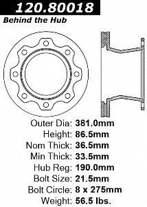 Centric Parts 120.80018 Disc Brake Rotor