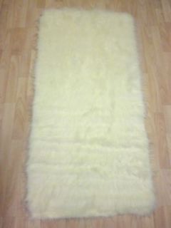 long faux fur sheepskin rug 140cm x 70cm cream time