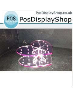 PINK HEART POP CAKE/LOLLIPOP PERSPEX ACRYLIC STAND HOLDS 17 CAKE POPS 