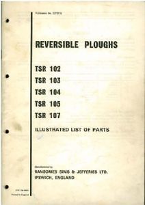 ransomes plough tsr 102 103 104 105 107 parts manual