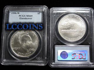 1990 W Eisenhower Ike Silver Commemorative Dollar MS69 PCGS Mint State 