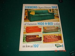 1960 simmons open house hide a bed sofa furniture ad