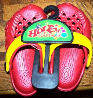 holey soles critters red sz 8 9 child new