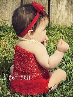 Xmas Baby Girls Red Crochet Tube Top for Pettiskirt Tutu NB 12M TU2