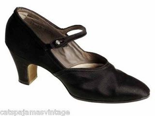 Vintage Single Mary Jane Shoe for Display or Design Black Silk Satin 