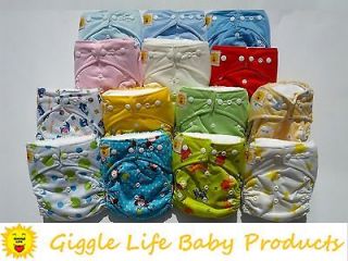 12x Giggle Life Ultra Soft Cloth Diapers & 24x Inserts One Size 8 