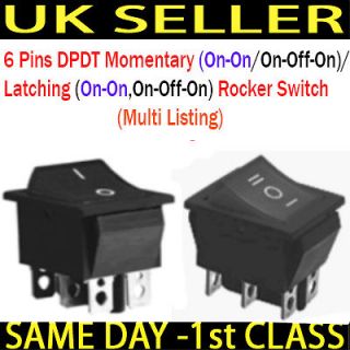 Momentary/Latching 6 Pins 2 Circuits Rocker Switch 16A 250VAC colour 
