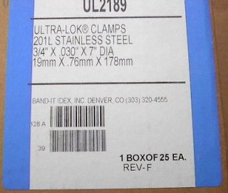 Band It UL2189 Stainless steel Ultra Lok clamp, box of 25, 7X3/4X 