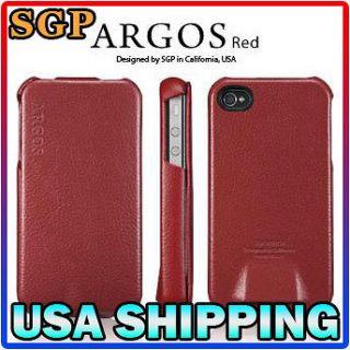 sgp leather case cover argos red for apple iphone 4