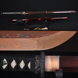 HIGH QUALITY JAPANESE SAMURAI NINJA SWORD Black&Red Folded Steel FULL 