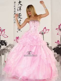 Custom Pink Elegant Quinceanera Ball Gown Strapless Lace up Back 