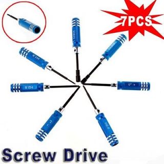 7PCS RC Helicopter Plane Car Hex Screw Driver Tool Kit Blue