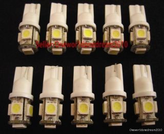 10x T10 168 194 W5W 5050 5SMD LED Tail Super Wedge License Light Bulbs 