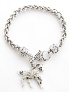 Horse Crystal Fashion Chain Bracelet Jewelry Pony Equestrian