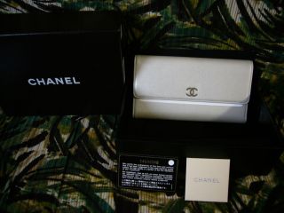CHANEL LAMB SKIN QUILTED LARGE WALLET CLUTCH METALLIC CLASSIC FLAP 