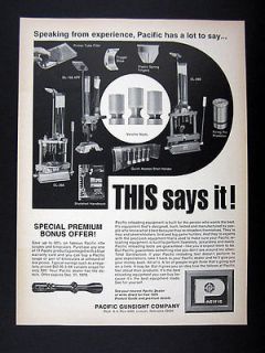Pacific Gunsight Co Reloading Reloader Equipment 1970 print Ad 