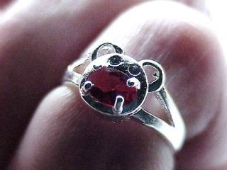 marked 925 silver Ruby Garnet color cz stone Mickey Mouse face Band 
