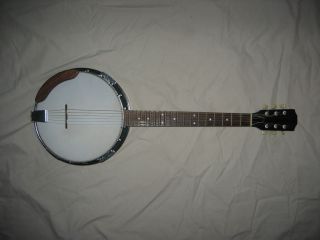 Vintage Unknown Make 6 String Banjo with Rosewood Arm Rest and 