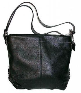 NWT COACH $358 Pebbled Leather Duffle Shoulder Bag F15064   BLACK 