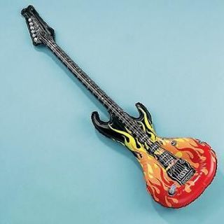 12 Inflatable FLAMING GUITAR Dozen Air Flame Rock Party Favors