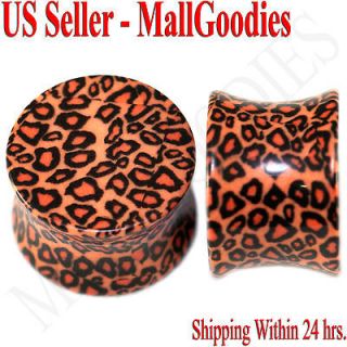0196 Double Flare Acrylic Leopard Cheetah Print Saddle Ear Plugs 5/8 