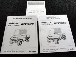09 KUBOTA RTV900 UTILITY VEHICLE OPERATORS MANUAL + ASSEMBLY MANUAL 