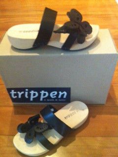 Trippen Zen Black Box Leather Wood Collection Sandal womens sz. 35 42 