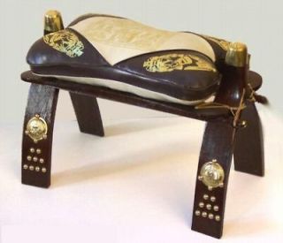 Newly listed Wood & Cowhide Leather Camel Saddle Foot Stool Seat