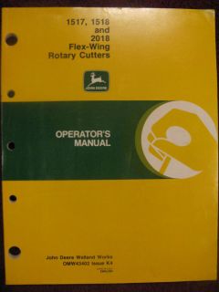 John Deere 1517 1518 2018 Rotary Cutter Mower Operator Manual K4