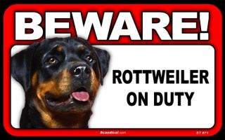 sign beware rottweiler on duty new  2