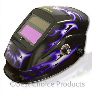 Mig Tig Solar Power Welding Helmet Purple Flame Auto Darkening Welders 