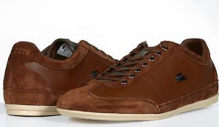 Lacoste Shoes Mens Lace Up Sneakers Misano 19 Brown Leather Suede NEW 