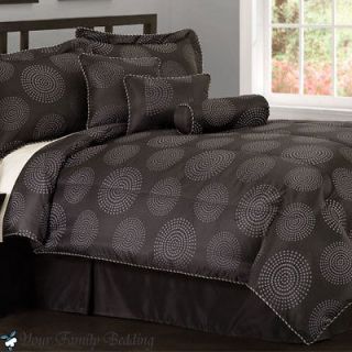 Black Modern Circle Dot Queen King Size Comforter Bed In Bag Bed 