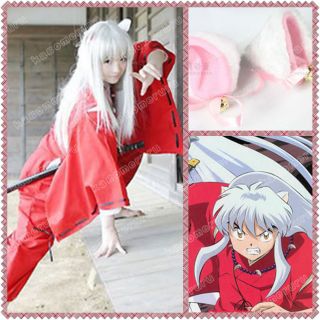 inuyasha silver white cosplay wig 80cm free gift ears from