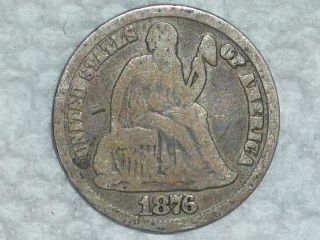 1876 cc seated liberty dime doubled die obverse time left