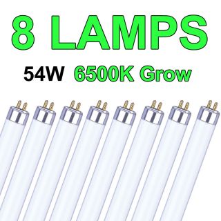 8x T5 Bulb 54W 6500K Hydroponic Veg Aquarium Grow Lamps HO Fluorescent 