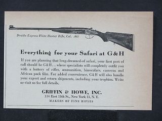 1958 GRIFFIN HOWE Custom 465 H&H Magnum Double Stopping Rifle magazine 