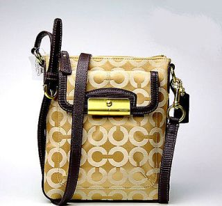 NWT Coach Kristin Signature Op Art Swingpack Messenger Bag 47395 Khaki 